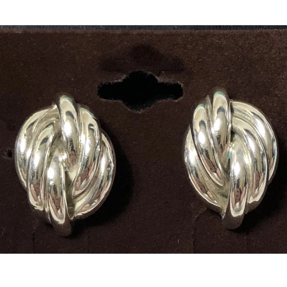Vintage Large 925 Silver Chunky Puffy Twisted Earrings